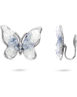 Gold Trip Crystal Butterfly Clip On Earrings - Metallic