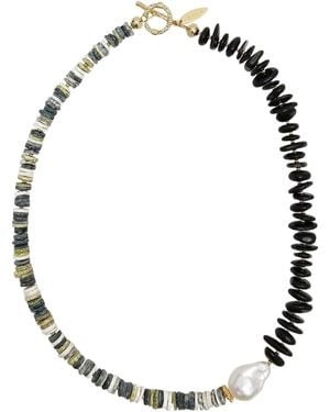 Farra Tourmaline And Shells With Baroque Pearl Necklace - Black