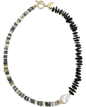 Farra Tourmaline And Shells With Baroque Pearl Necklace - Black