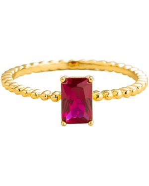 Juvetti Buchon Ring Set With Ruby - Multicolour