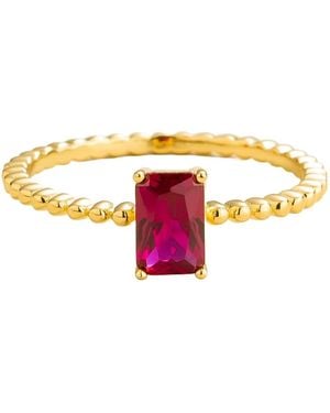 Juvetti Buchon Ring Set With Ruby - Multicolour