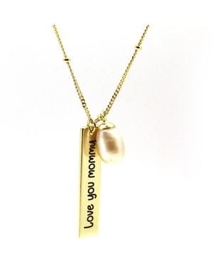 VicStoneNYC Fine Jewelry Love You Mommy Pearl Necklace - Metallic