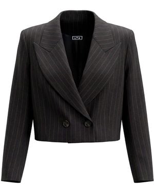 L2R THE LABEL Cropped Double Breasted Blazer - Black
