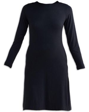 REISTOR High Crew Neck Elbow Sleeves Fitted Dress - Black