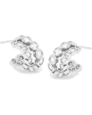Potoska Avert Mini Crystal Double Hoop Earrings - White