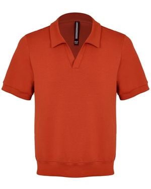 DAVID WEJ Enzo Cotton V-Neck Polo - Red