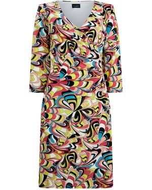 James Lakeland Side Ruched Printed Midi Dress - White