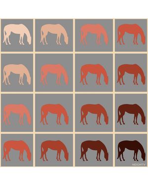 Neightiv Checkered Horse Silk Scarf- Grazing Symmetry Small - Gray