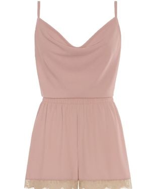 Noblesse Oblige Cactus Rose Lace Romper - Pink