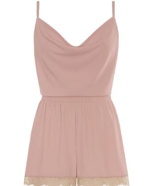 Noblesse Oblige Cactus Rose Lace Romper - Pink