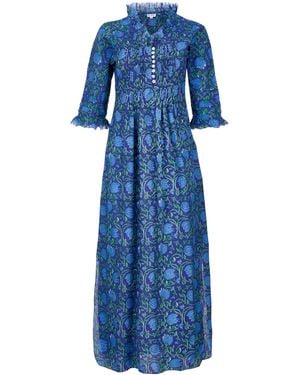 At Last Cotton Annabel Maxi Dress - Blue