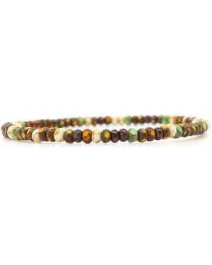 Shar Oke Cream Three Cut Czech Picasso Beaded Bracelet - Multicolour