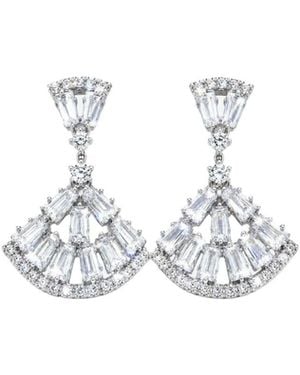 Uchi and Soto Gingko Rhinestone Earrings - White