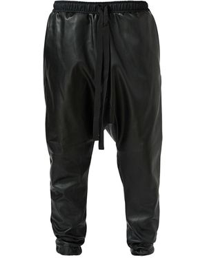 LIA ARAM Faux Leather Baggy Trousers - Black