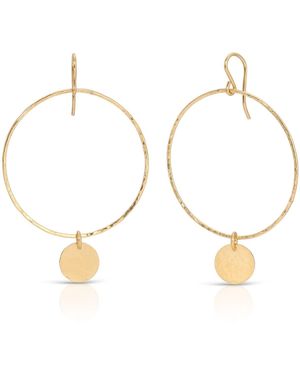Heather Hawkins Jewelry Large Hammered Hoop Disc Earrings - Metallic