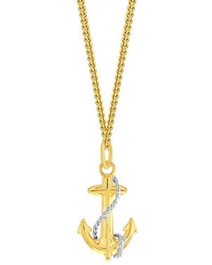 True Rocks 2 Tone 18Kt Plated & Sterling Mini Anchor Pendant - Metallic