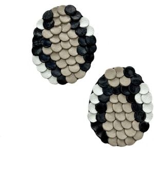 WAIWAI Neutrals Snake Pattern Leather Earrings - Black
