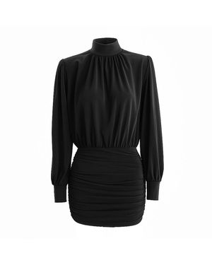 Maison De Gala Isla High-Neck Mini Dress - Black