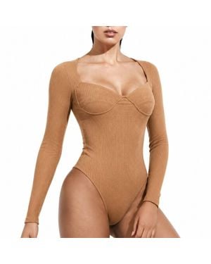 Chuks Collins Neutrals Lady Liberty Long Sleeve Leotard - White