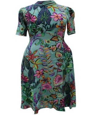 Closet Tie Back Print Midi Dress - Green