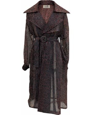 Azzali Leopard Hawa Trench - Black