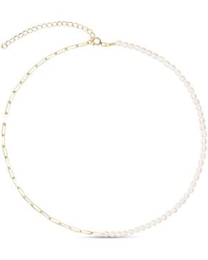 Amadeus Laura Mixed Chain & Pearls Necklace - White