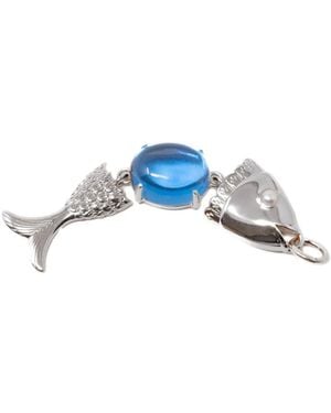 NASI SILVER Swimming Fish Neshama Pendant- Spinel - Blue