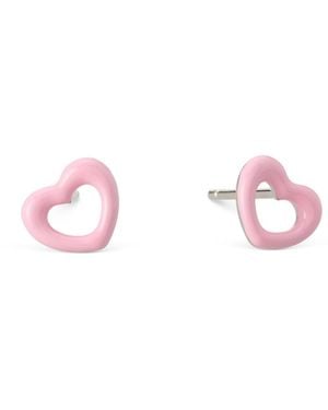 Dolcetto Designs Cometa Enamel Heart Stud - Pink