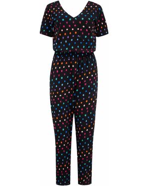 Sugarhill Bianca Jersey Jumpsuit, Painterly Spot - Blue