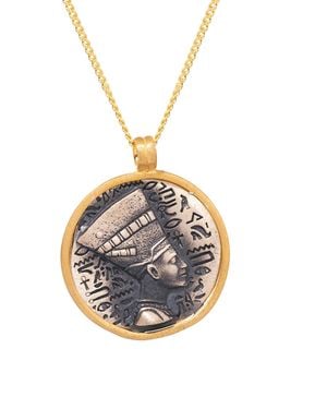 Ebru Jewelry Divine Queen Nefertiti Sterling & Chain Necklace - Metallic