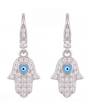 LÁTELITA London Hamsa Hand Drop Earrings - Blue