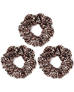 Silk Works Leopard Large Scrunchies - Metallic