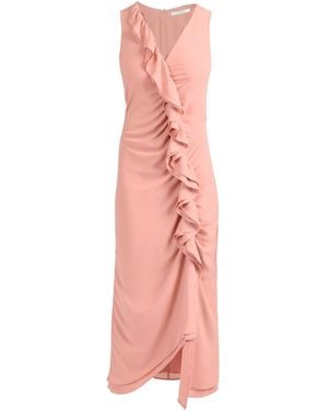 Santorelli Tate Sleeveless Midi Dress With Asymmetric Ruffle Panels - Pink