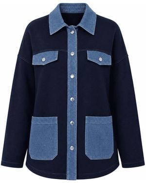 Exquise Makena Long Sleeve Pocket Knit Jacket - Blue