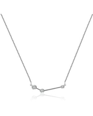 Genevieve Collection Aries Zodiac Constellation Necklace & Diamond - Metallic