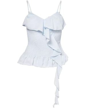 Amy Lynn Stefania Draped Ruffles Top - Blue