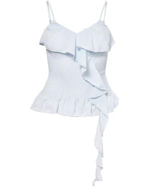 Amy Lynn Stefania Draped Ruffles Top - Blue
