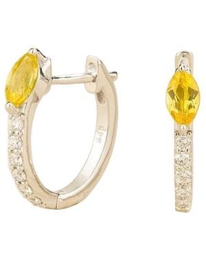Juvetti Sors Sapphire & Diamond Huggie Hoop Earrings - Metallic