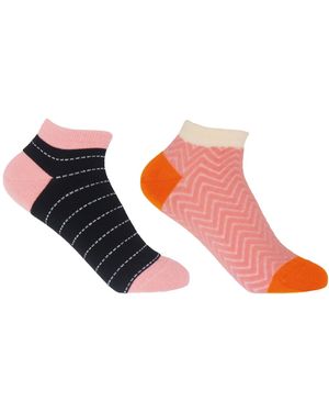 Peper Harow - Made in England Zigzag & Dash Trainer Socks Bundle - Multicolour