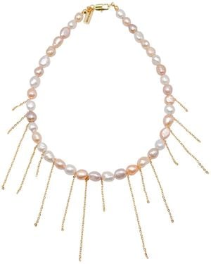 The Bulums The Deauville Signature Pastel Pearl Fringe Necklace - White