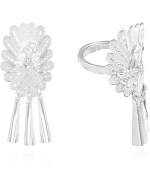 Far East Jewelry Handcrafted Phoenix Chasing Ring - White