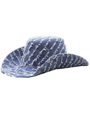 Chanel Joan Elkayam Frayed Denim Cowboy Hat - Blue