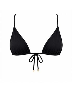 Plivati Mia String Triangle Bra Style Bikini Top — Ribbed - Black