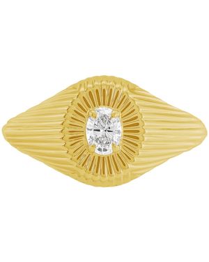 Artisan Oval Diamond Textured Signet Ring - Metallic