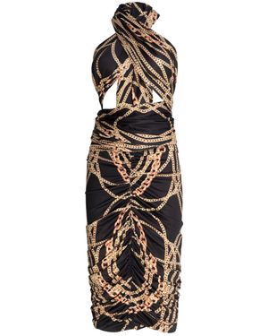 Circular Path Midi Multi-Tie Bodycon Dress - Black