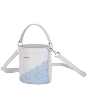 Orange Cube Quilted Impressions Bucket Bag - White