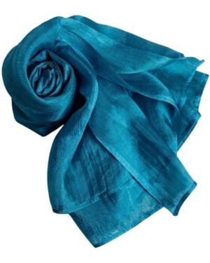 Silk and Bears Silk Scarf – Hand-Dyed Mulberry Silk Shawl, Wedding & Evening Wrap - Blue