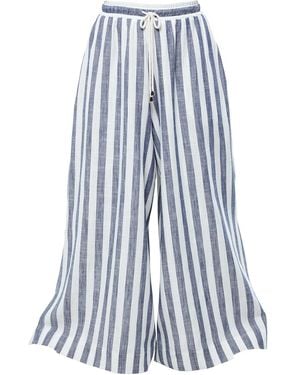 Metamorph Striped Linen Palazzo Pants - Blue