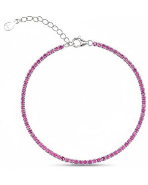 Spero London Fine Sterling Cz Ruby Tennis Bracelet - Pink