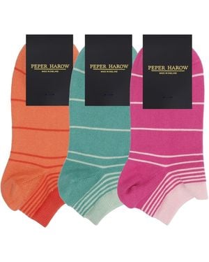 Peper Harow - Made in England Retro Stripe Trainer Socks – Bundle - Pink